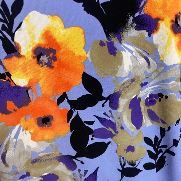 Susan Graver Size S Floral Printed Liquid Knit Asymmetrical Hem Tunic Top Blue - Picture 8 of 9